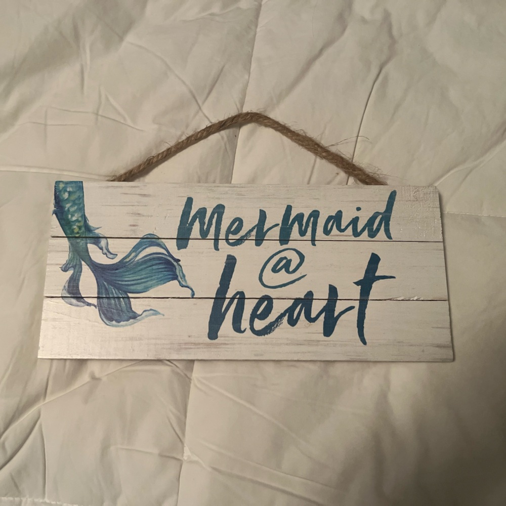 Small wooden mermaid decor sign for wall or door